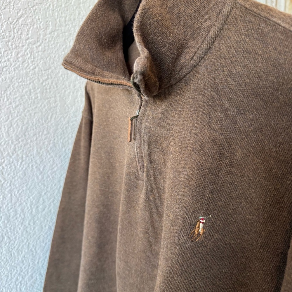 Polo Ralph Lauren Men's Estate Rib Cotton Quarter-Zip Pullover Brown Size XL - Picture 2 of 8